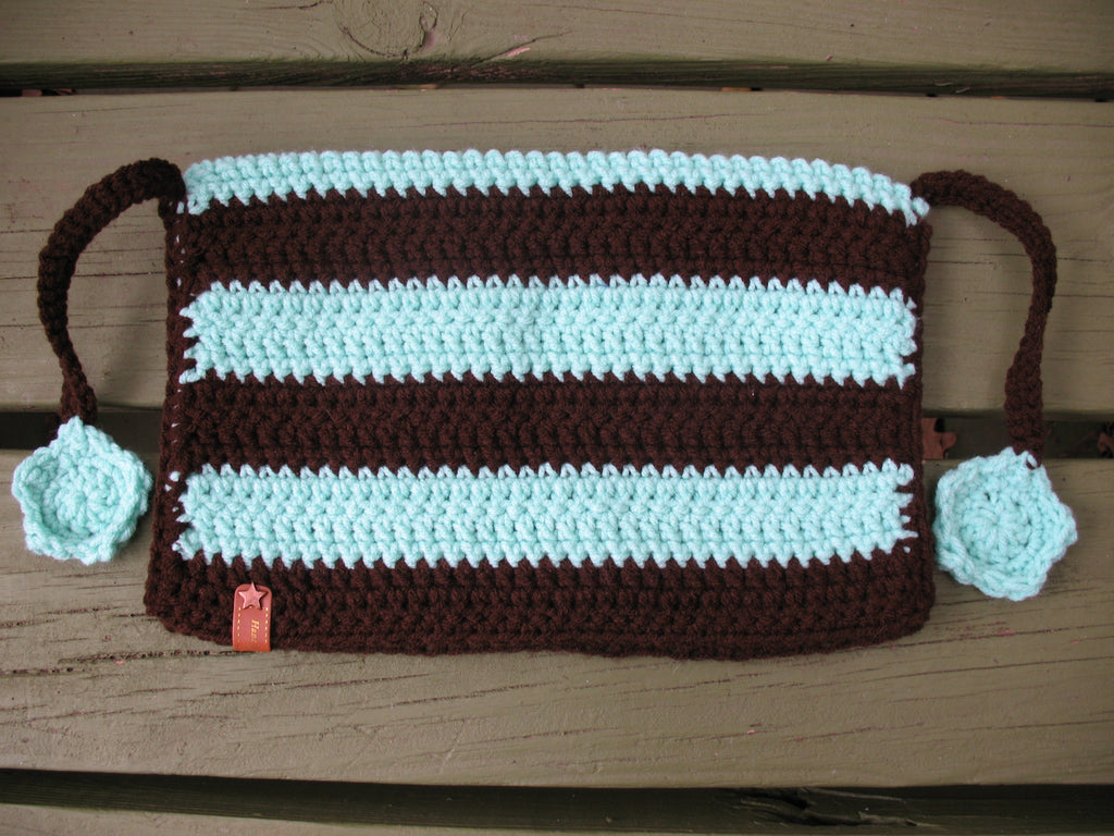 Brown and Mint Striped Cat Hat