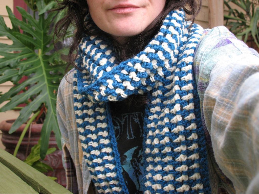 Winter Blue and White Scarf