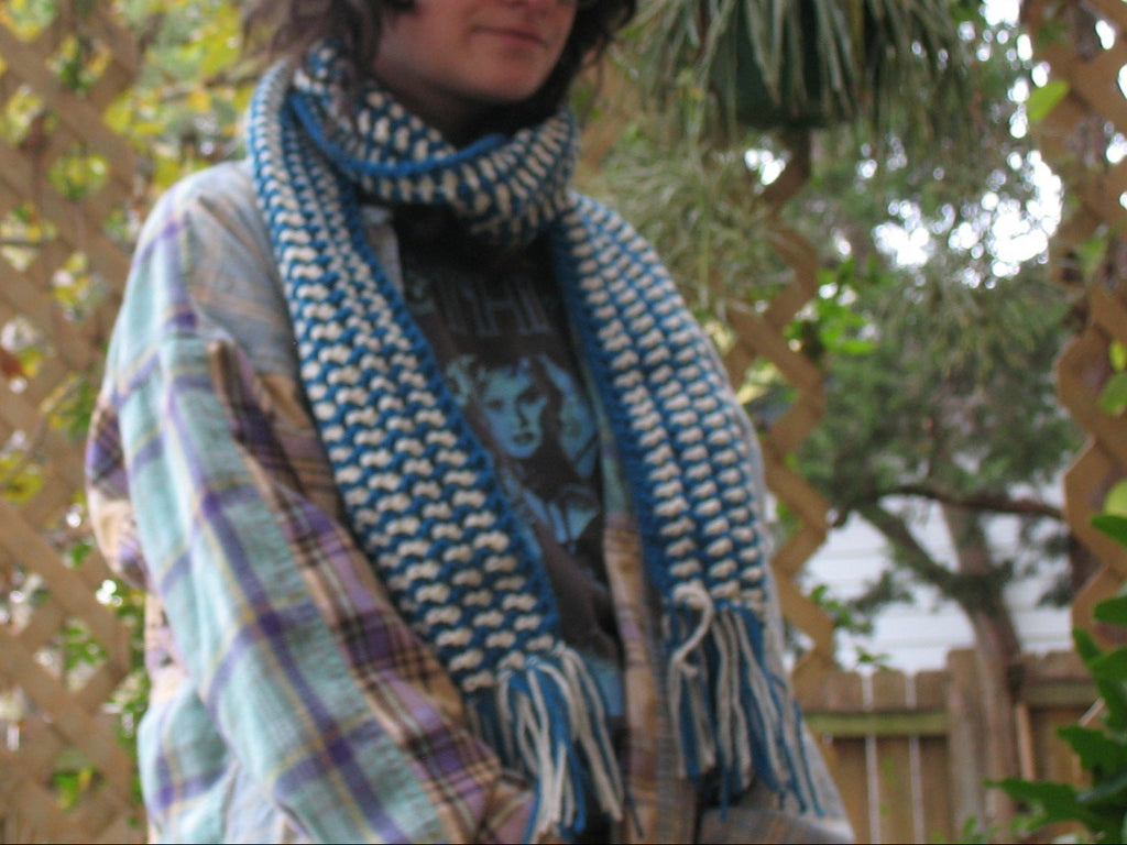 Winter Blue and White Scarf