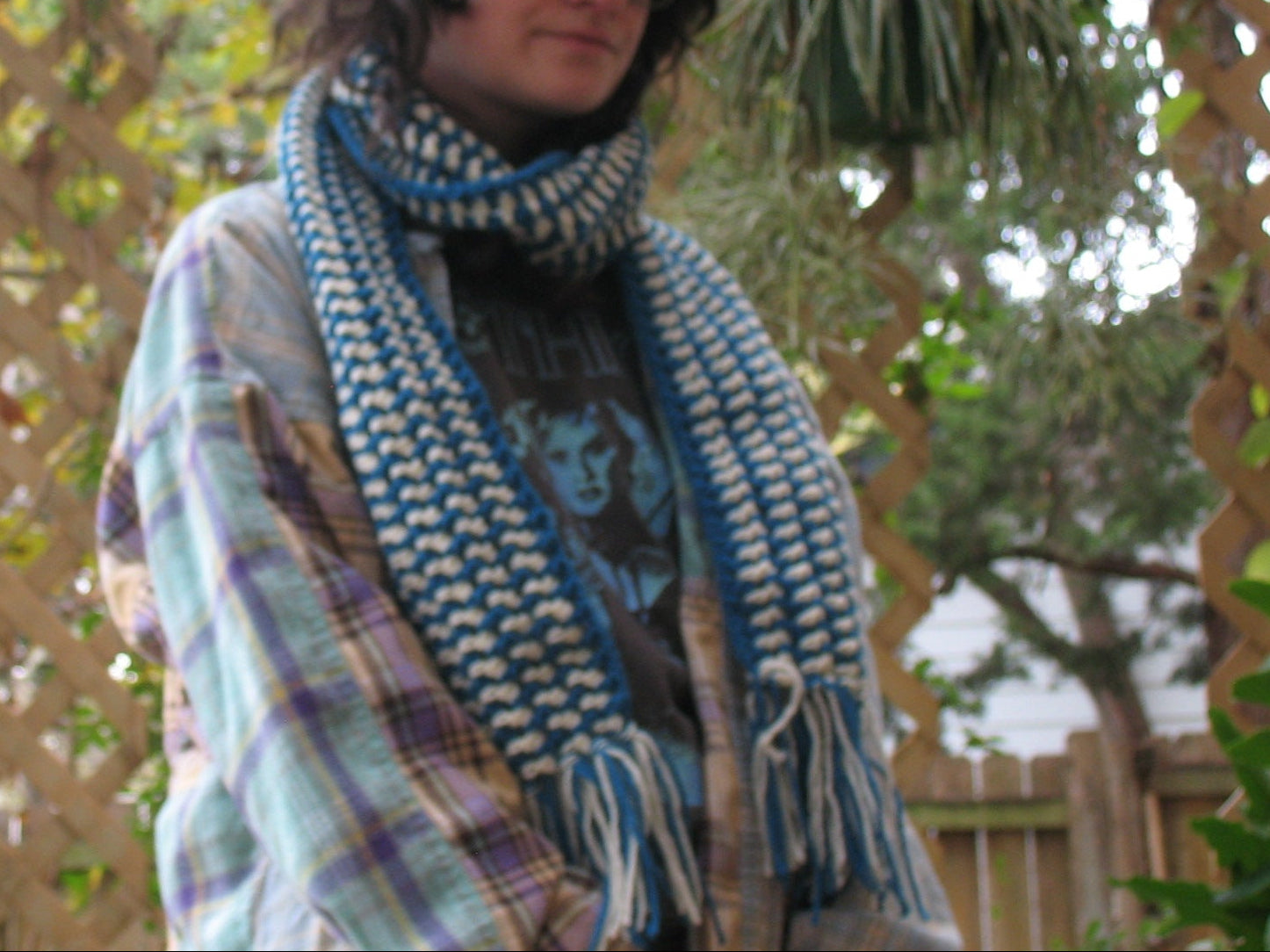 Winter Blue and White Scarf