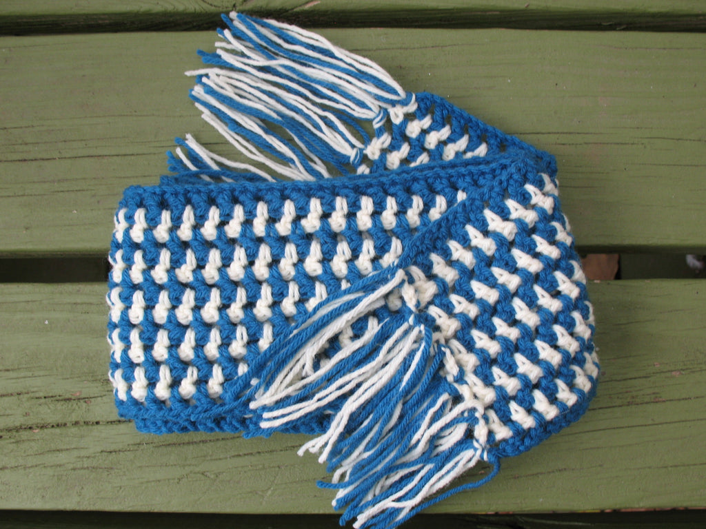 Winter Blue and White Scarf